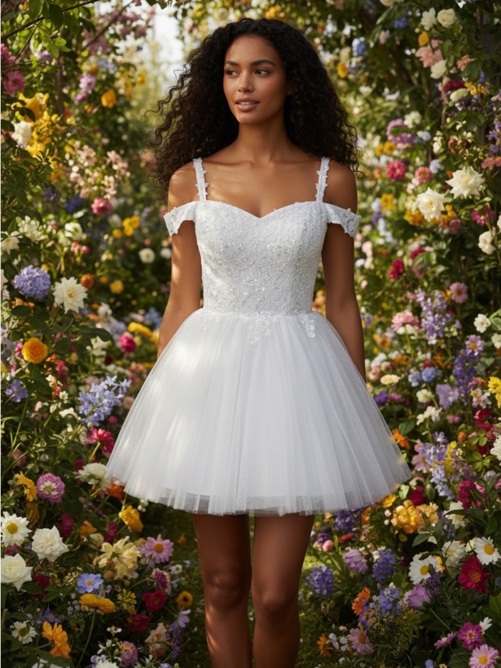 🤍✨ Fairytale Lace Corset Bridal Mini Dress Size 0